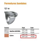 Fermeture bombée demi-rond courbé 333mm cuivre